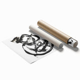 Abstract canvas print showcasing vibrant strokes in shades of blue, orange, and yellow, rolled for easy shipping and display. Ideal for modern home decor.