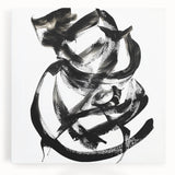 Abstract canvas artwork showcasing vibrant, flowing strokes in shades of blue, orange, and yellow, perfect for modern home decor. Ideal for adding a pop of color to any space.