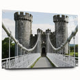 Acrylic glass artwork showcasing a vibrant landscape featuring majestic castles, viewed from the side with decorative pins, perfect for enhancing home decor.