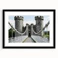 Framed landscape artwork depicting a serene castle scene with a black mat border, perfect for home decor or office settings, showcasing elegance and tranquility.