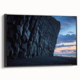 Framed canvas artwork showcasing a stunning cliff landscape in vibrant colors, featuring a sleek black frame, ideal for enhancing modern home decor aesthetics.
