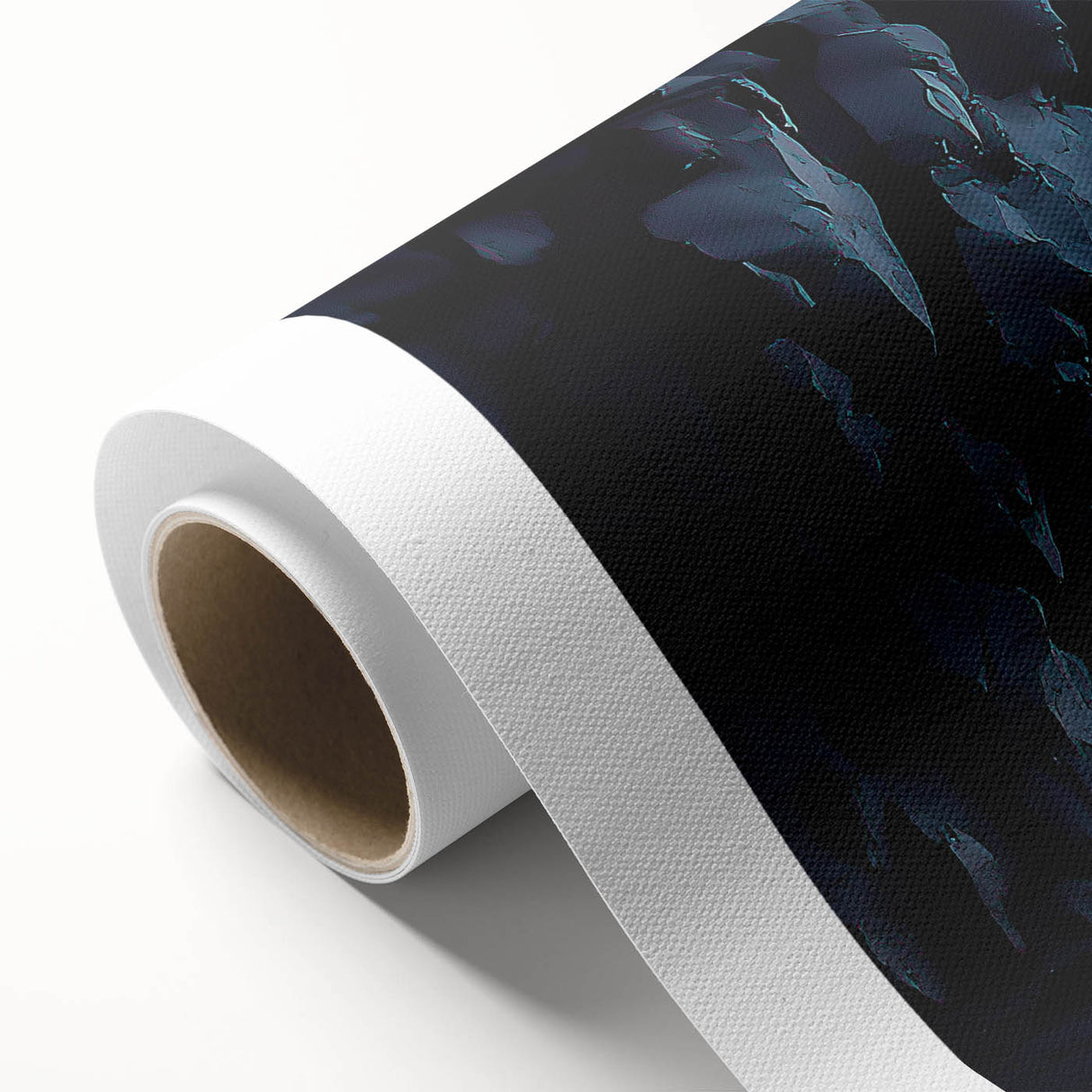 Vibrant rolled canvas depicting a stunning landscape of dramatic cliffs under a clear blue sky, ideal for home or office decor, showcasing rich colors and texture.