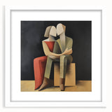 Framed Bedroom Art – Romantic Abstract Couple Canvas Wall Decor