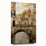 Abstract architecture wall art displayed in a sleek acrylic frame, showcasing geometric patterns and vibrant colors, perfect for modern interior decor.