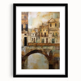 Abstract architecture wall art framed in black, showcasing geometric patterns and vibrant colors, designed to enhance modern interior decor. Perfect for stylish living spaces.