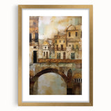 Abstract architecture wall art framed in gold, showcasing geometric patterns and soft color gradients, perfect for modern home decor. Ideal for enhancing living spaces with a touch of elegance and creativity.