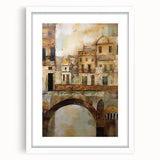 Abstract architecture wall art framed in white mat, showcasing geometric shapes and soft colors, perfect for modern interior decor. Ideal for enhancing contemporary spaces.