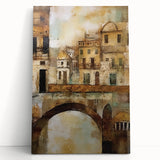 Abstract architecture wall art on stretched canvas, showcasing geometric patterns in vibrant colors. Ideal for modern home decor, adding a contemporary touch to any space.