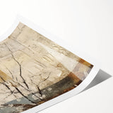 Abstract floral wall art print featuring vibrant colors of pink, blue, and yellow, rolled and ready for display. Ideal for modern home decor, adding elegance and a pop of color to any room.