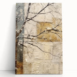 Abstract floral wall art displayed on a stretched canvas, featuring vibrant colors and intricate designs, leaning against a neutral wall for a contemporary decor accent.