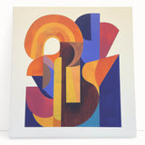 Abstract geometric stretched canvas art in vibrant colors, featuring sharp angles and shapes that create a modern aesthetic, perfect for contemporary home decor.