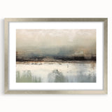 Abstract landscape wall art framed in silver with a mat, showcasing vibrant colors and dynamic shapes. Ideal for modern home decor and artistic interiors.