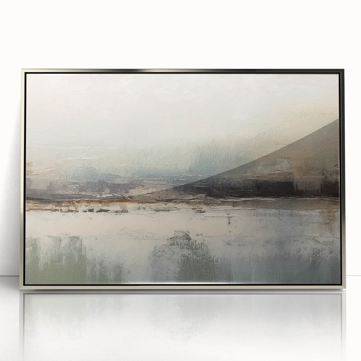 Framed abstract landscapes wall art showcasing vibrant colors in a silver acrylic frame, perfect for modern home decor. Ideal for adding a contemporary touch to any room.