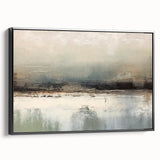Framed abstract landscape wall art in a sleek black frame, showcasing vibrant colors and textures, perfect for modern home decor. Ideal for enhancing living spaces with artistic flair.