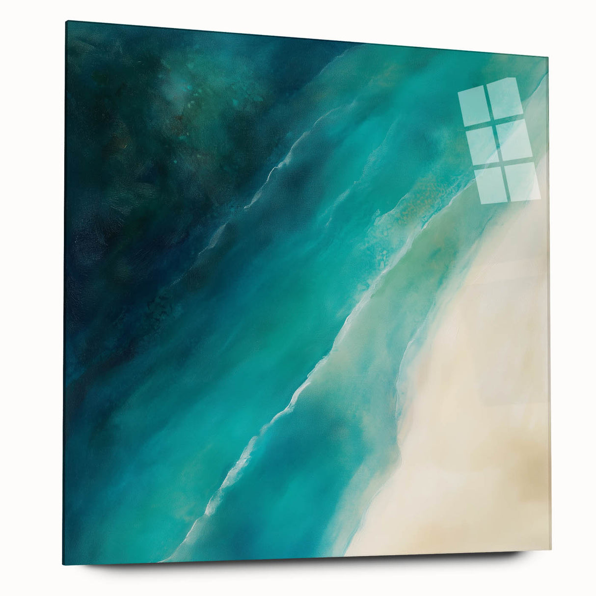 Colorful Abstract Wall Art – Coastal Drift in Turquoise & Sand