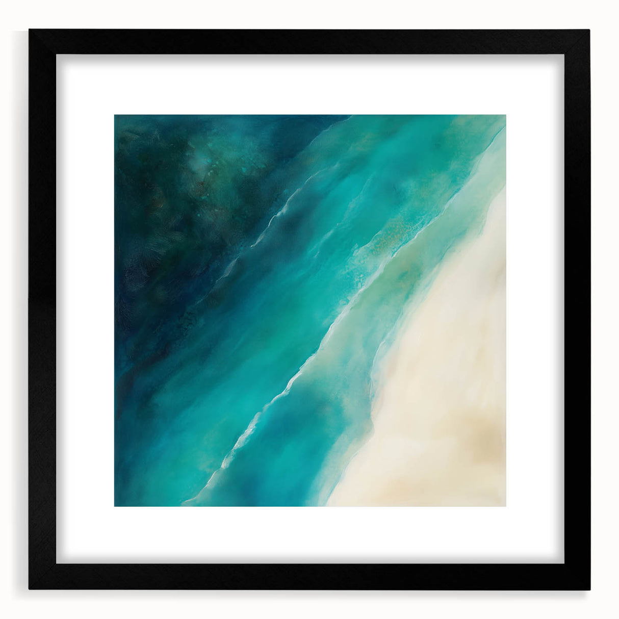 Colorful Abstract Wall Art – Coastal Drift in Turquoise & Sand