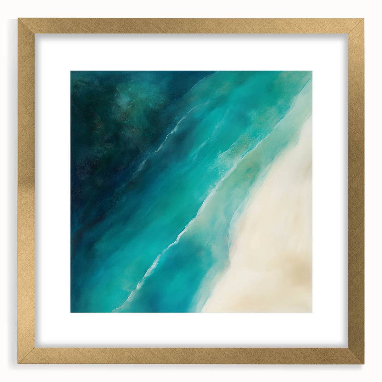 Colorful Abstract Wall Art – Coastal Drift in Turquoise & Sand