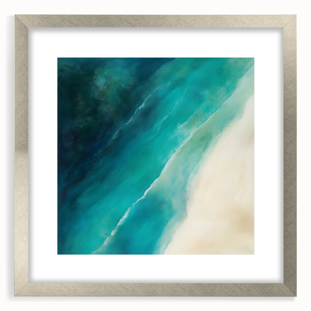 Colorful Abstract Wall Art – Coastal Drift in Turquoise & Sand