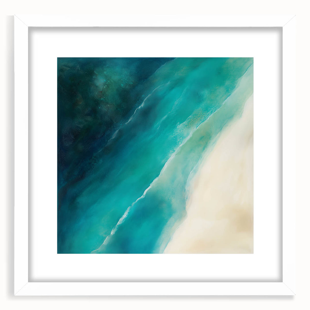 Colorful Abstract Wall Art – Coastal Drift in Turquoise & Sand
