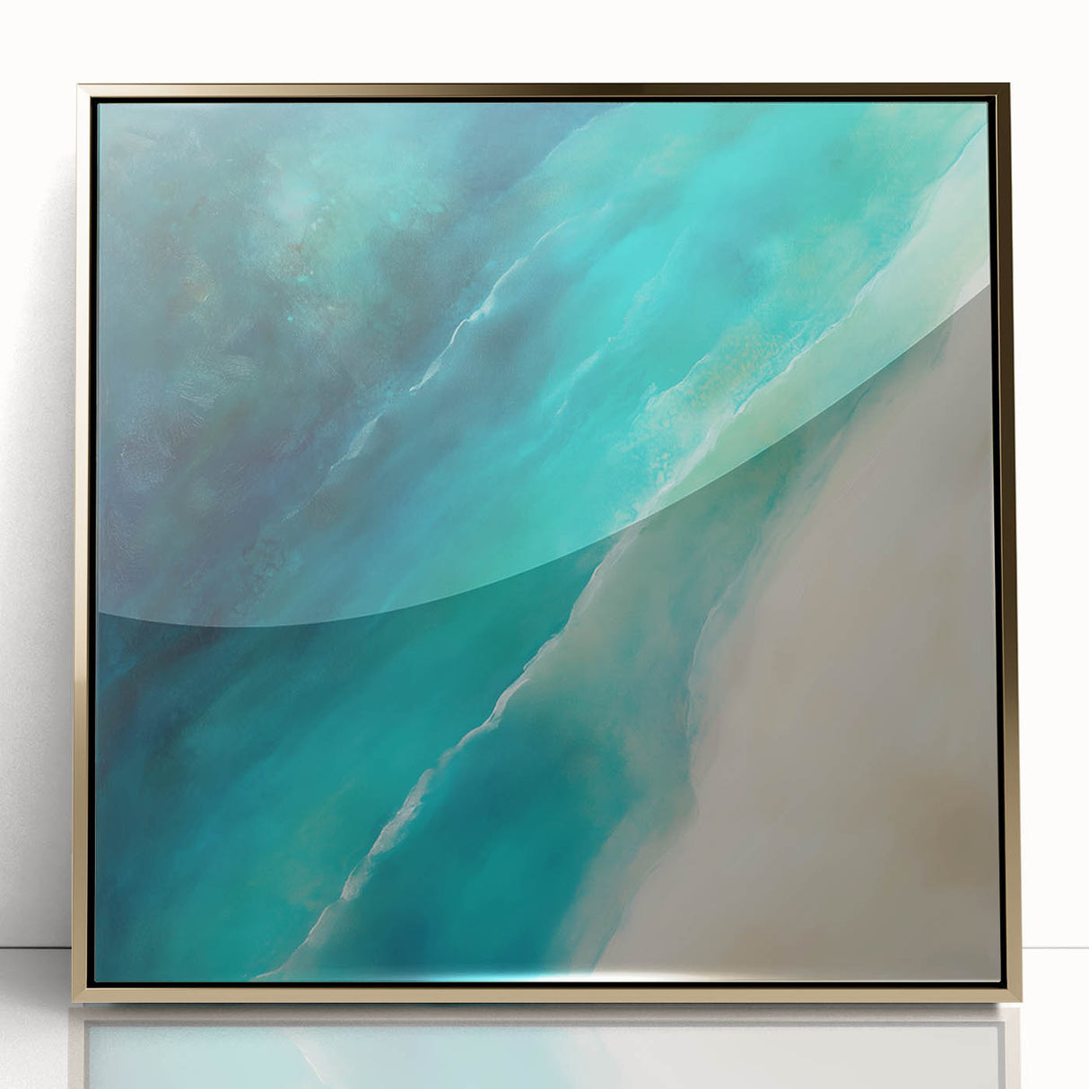 Colorful Abstract Wall Art – Coastal Drift in Turquoise & Sand