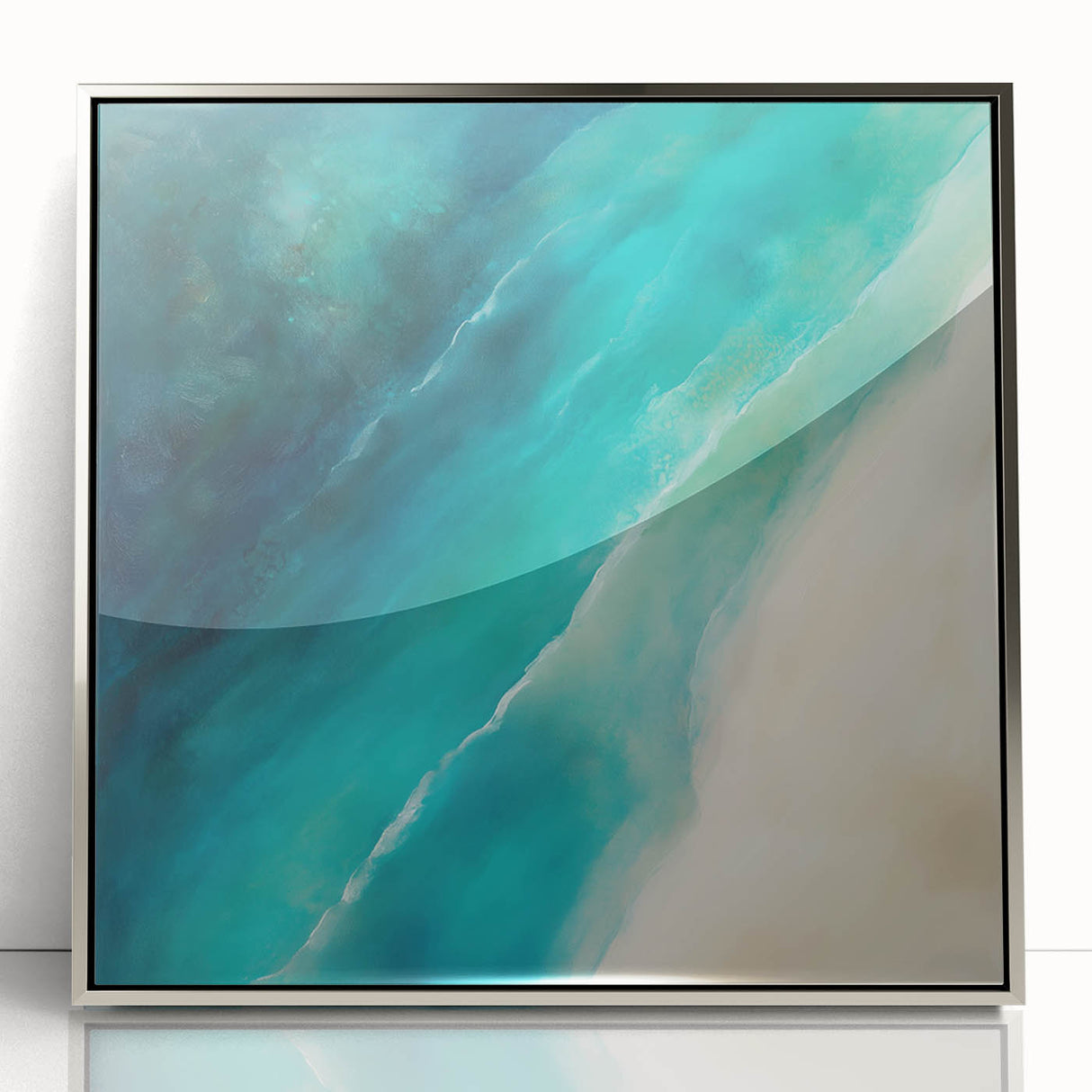 Colorful Abstract Wall Art – Coastal Drift in Turquoise & Sand