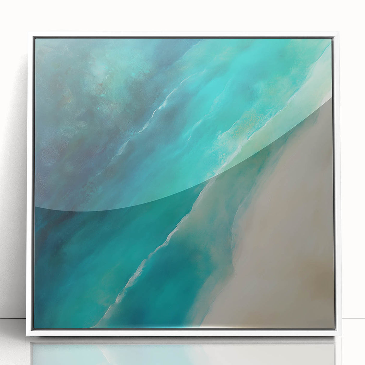 Colorful Abstract Wall Art – Coastal Drift in Turquoise & Sand