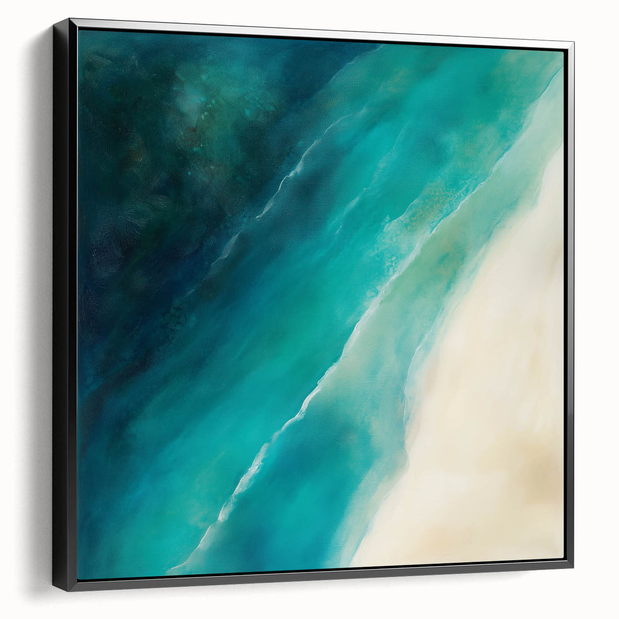 Colorful Abstract Wall Art – Coastal Drift in Turquoise & Sand