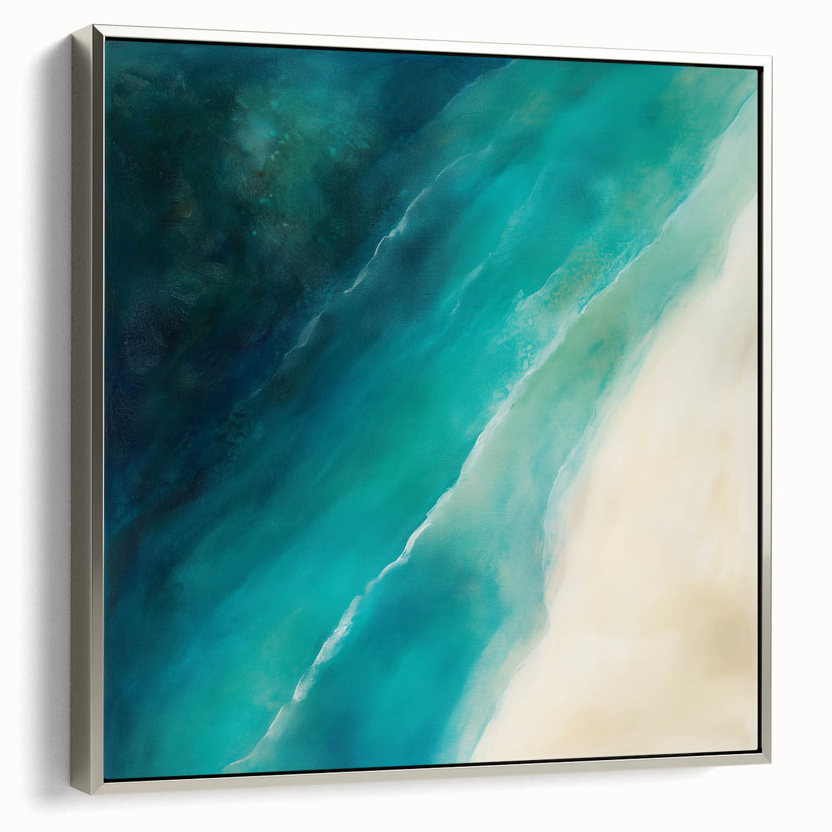 Colorful Abstract Wall Art – Coastal Drift in Turquoise & Sand