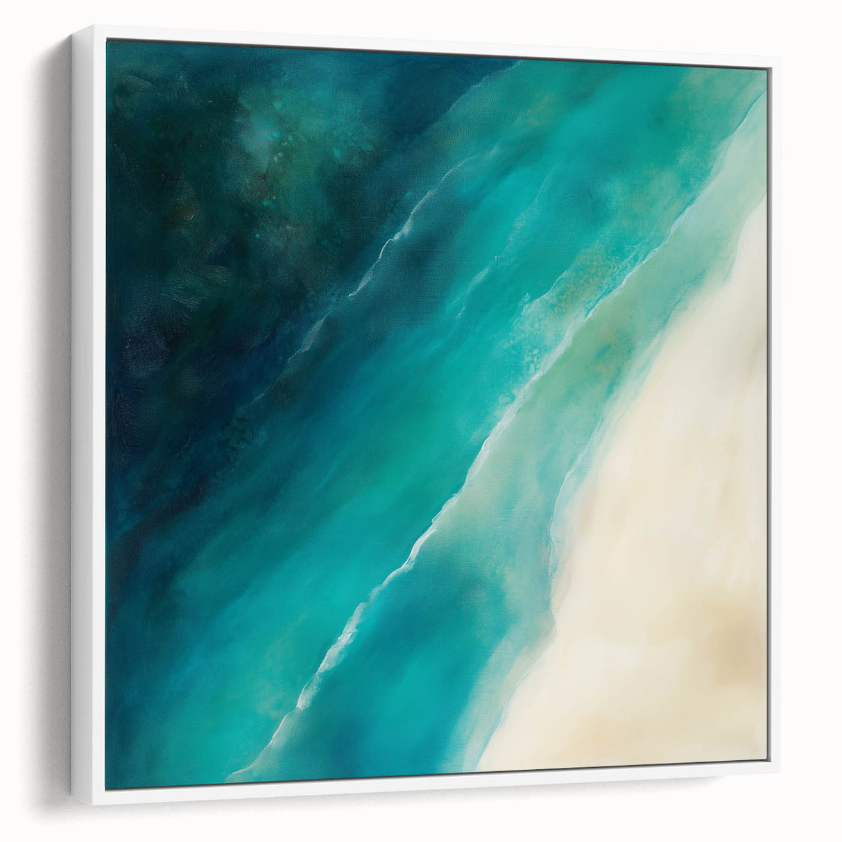 Colorful Abstract Wall Art – Coastal Drift in Turquoise & Sand