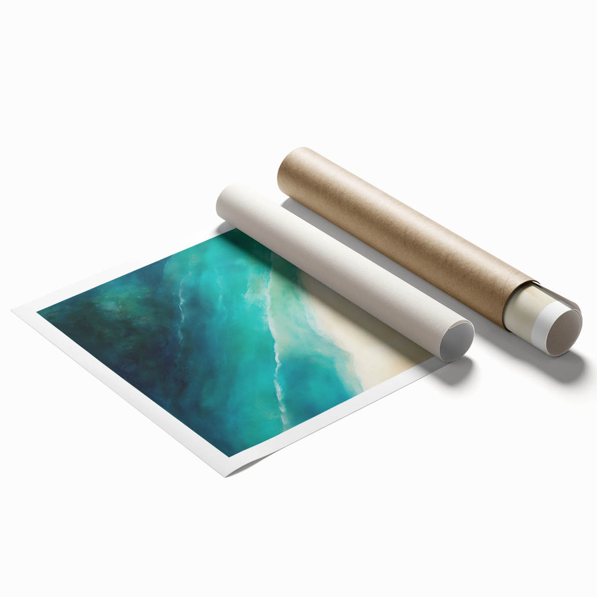 Colorful Abstract Wall Art – Coastal Drift in Turquoise & Sand