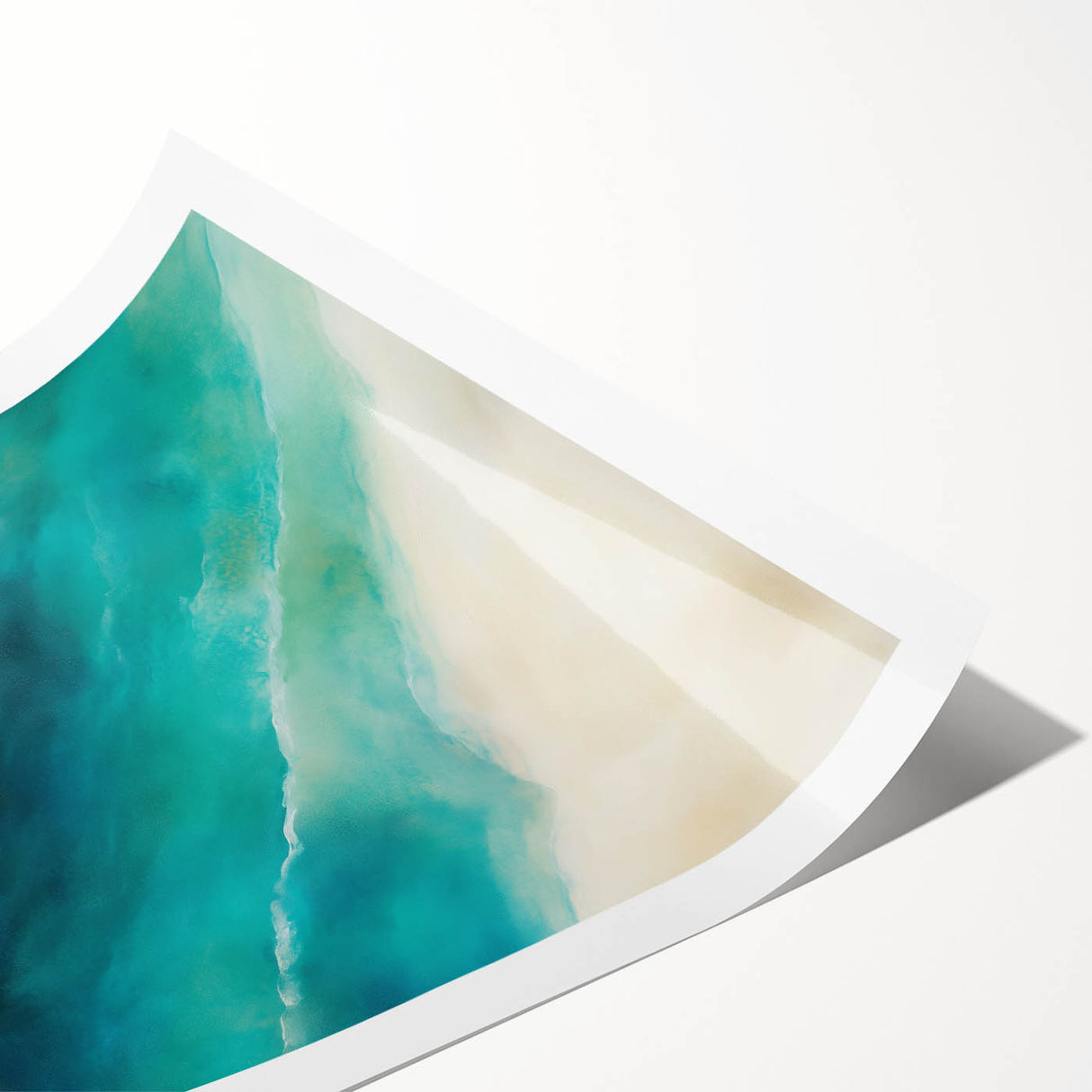 Colorful Abstract Wall Art – Coastal Drift in Turquoise & Sand