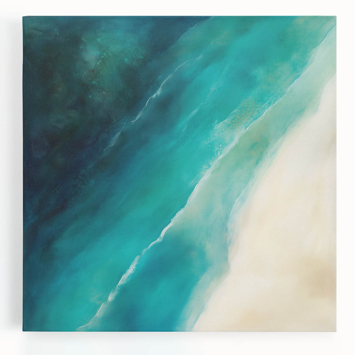 Colorful Abstract Wall Art – Coastal Drift in Turquoise & Sand