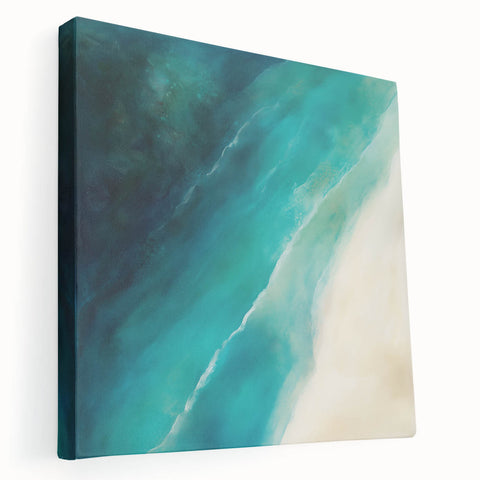 Colorful Abstract Wall Art – Coastal Drift in Turquoise & Sand
