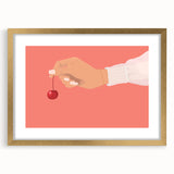 Extra large abstract art print featuring textured fruits in vibrant colors, framed in gold, ideal for living room decor.