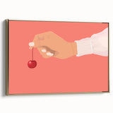 Framed canvas featuring a vintage poster of assorted fruits in gold and black, ideal for bedroom wall art.