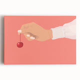 Large black and white stretched canvas featuring assorted fruits, ideal for kitchen wall art.