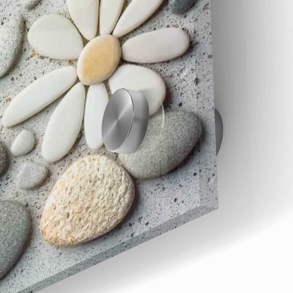 Close-up of a vibrant acrylic glass artwork depicting serene beaches, showcasing intricate details of waves and sandy shores, perfect for coastal decor enthusiasts.