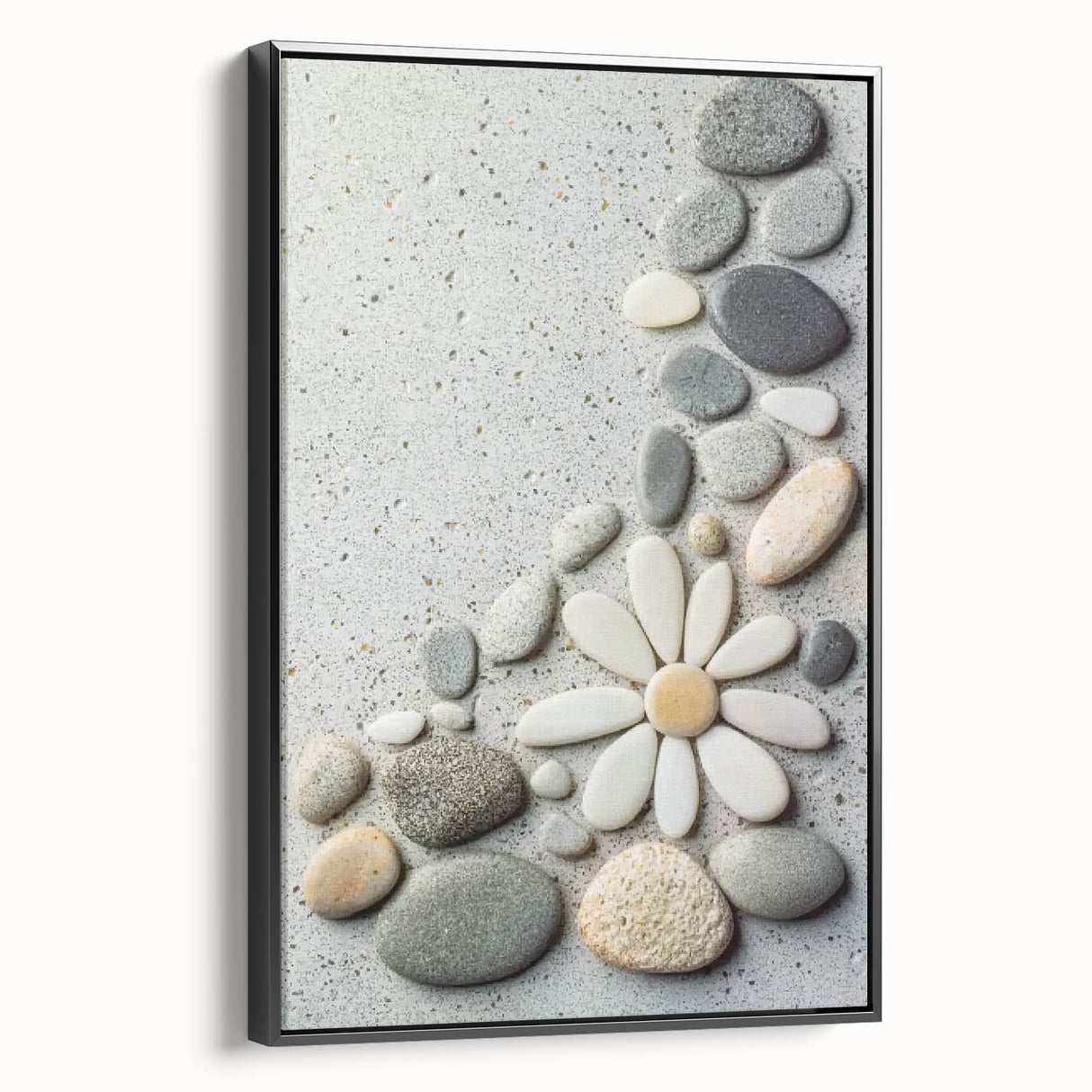 Framed canvas artwork depicting a serene beach landscape with vibrant colors, showcasing gentle waves and sandy shores, presented in a sleek black frame. Perfect for enhancing coastal-themed decor.