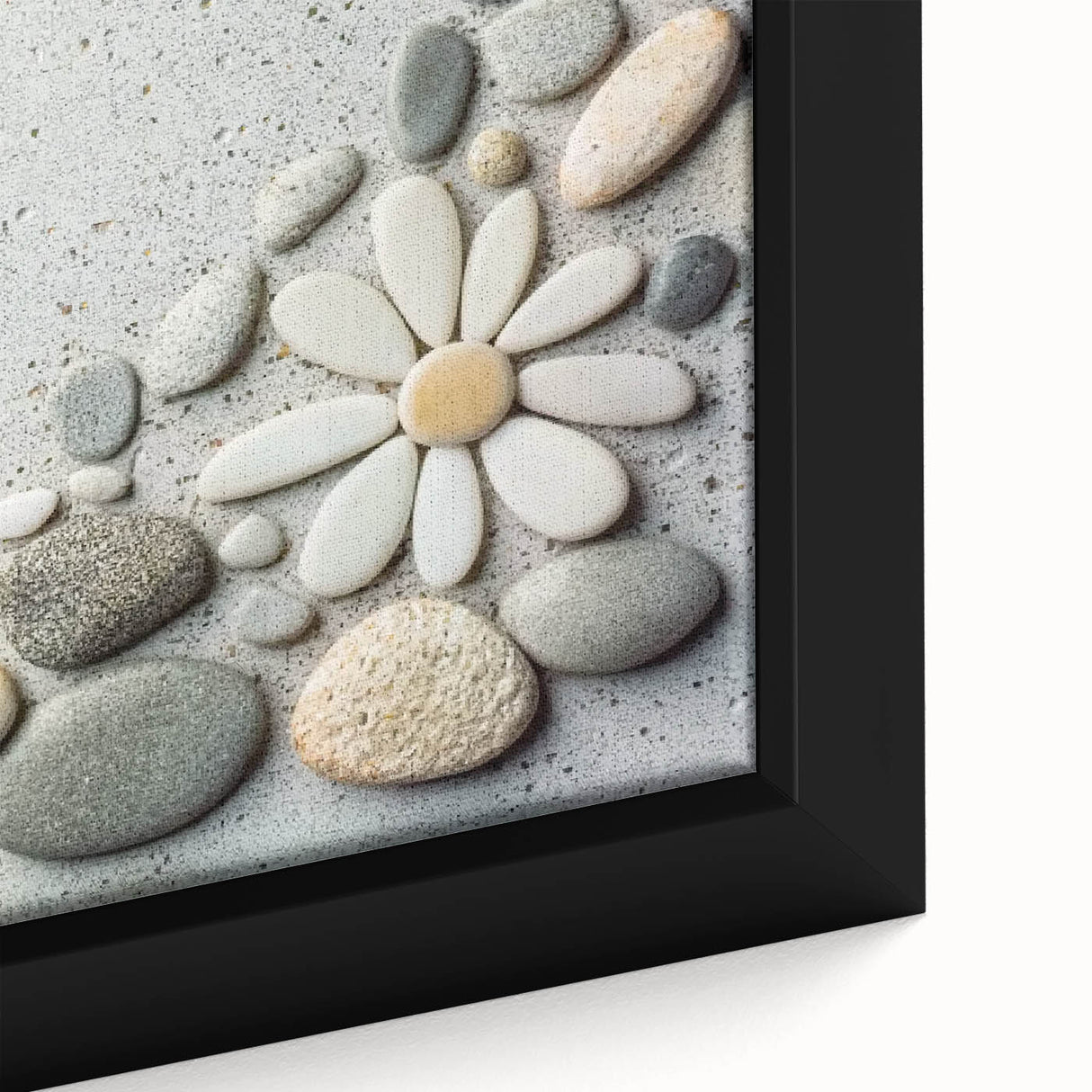 Framed canvas artwork showcasing a serene beach landscape, featuring vibrant blue waters and golden sands, perfect for coastal home decor and relaxation.