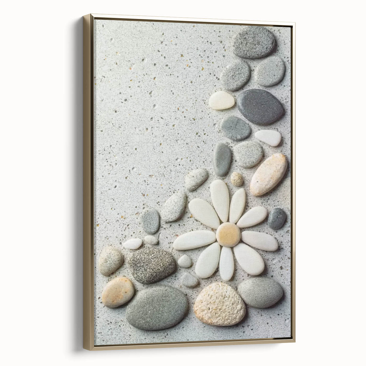 Framed landscape canvas art depicting a serene beach scene with gentle waves and golden hues, showcasing a gold side frame for an elegant touch. Perfect for coastal home decor.