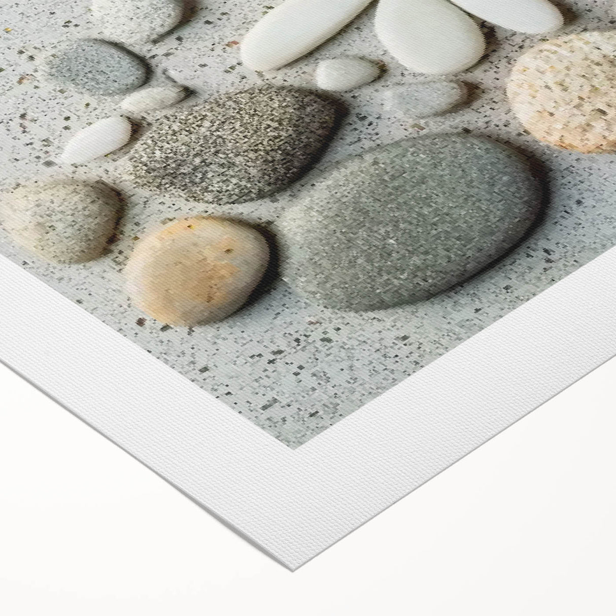 Rolled canvas showcasing a serene beach landscape with soft waves and blue skies, elegantly packaged in a protective cardboard tube for safe shipping.