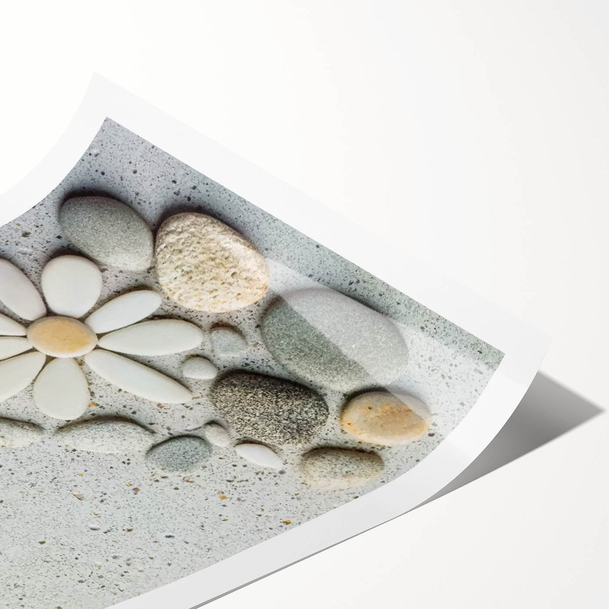 Stunning landscape beach print featuring vibrant blues and sandy hues, rolled and ready for display, perfect for coastal-themed decor and art enthusiasts.