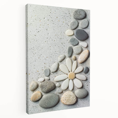 Stretched canvas artwork showcasing a serene beach landscape with vibrant colors and gentle waves, displayed in a side view to highlight its depth and texture. Perfect for coastal home decor.