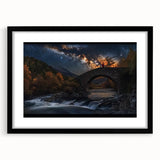 Black landscape bridge frame with mat, showcasing a modern design suitable for art displays, perfect for enhancing home decor with style and elegance.