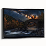 Framed canvas artwork depicting a landscape bridge in a serene setting, showcasing intricate details and rich colors, perfect for home decor enthusiasts.