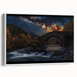 Landscape bridge artwork on a framed canvas, showcasing intricate details of the bridge design in a white frame. Ideal for modern home decor or office spaces, this piece adds elegance and depth to any setting, enhancing the aesthetic with its serene landscape theme.