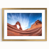 Elegant gold-framed landscape print showcasing vibrant canyon scenery with a mat for added depth, perfect for home or office decor. Ideal for nature lovers and art enthusiasts.