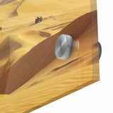 Close-up image of a vibrant desert landscape design printed on acrylic glass, showcasing rich colors and intricate details, ideal for home decor or art collections.