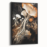 Black and white framed canvas featuring a vintage landscape painting, ideal for bedroom wall art.