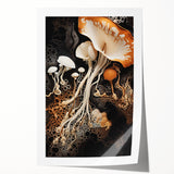 Close-up floral art on rolled print with delicate pink and white flowers, ideal for dining room or bathroom wall decor.